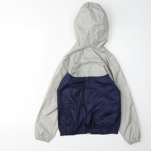 Decathlon Boys Blue Grey Windbreaker Jacket 8 Years Hooded