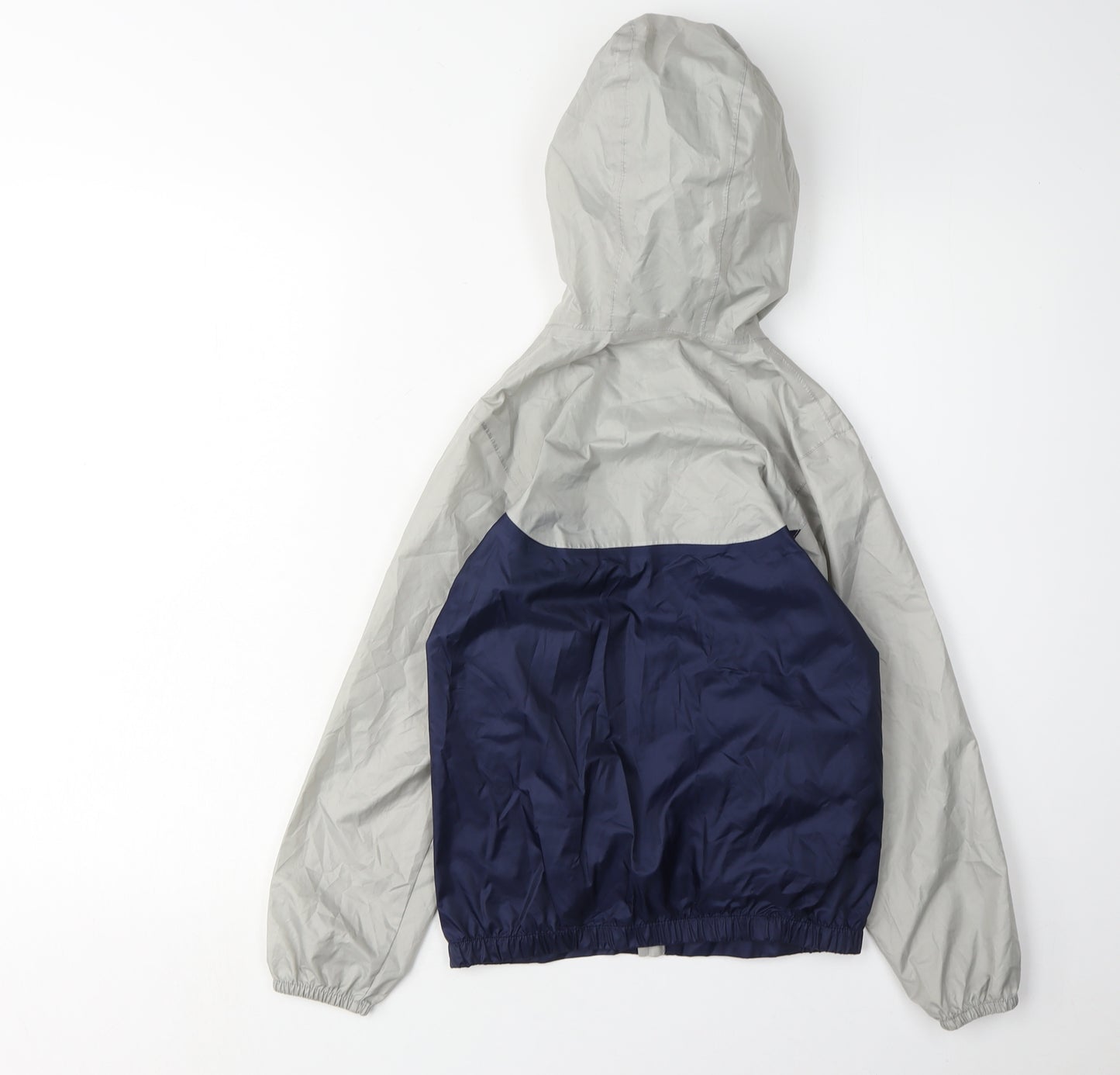 Decathlon Boys Blue Grey Windbreaker Jacket 8 Years Hooded