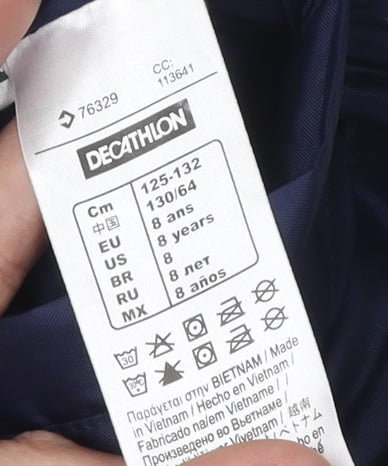 Decathlon Boys Blue Grey Windbreaker Jacket 8 Years Hooded