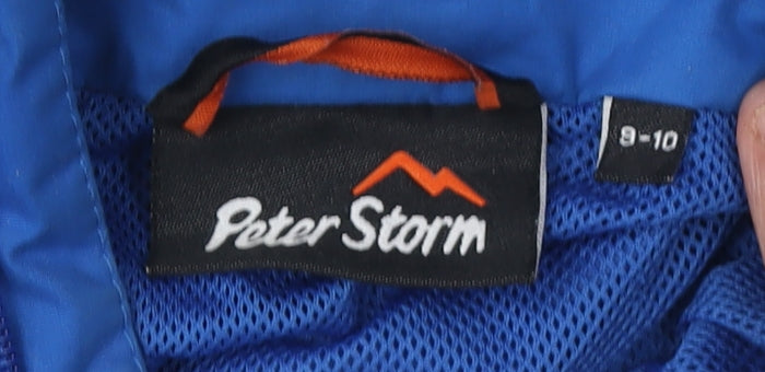 Peter Storm Boys Blue Rain Coat 9-10 Years Hooded Jacket