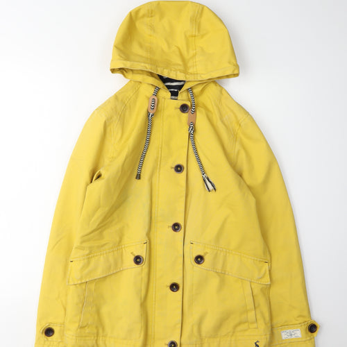Joules Women's Yellow Rain Coat UK 8 Hooded Nautical