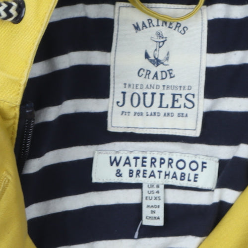 Joules Women's Yellow Rain Coat UK 8 Hooded Nautical