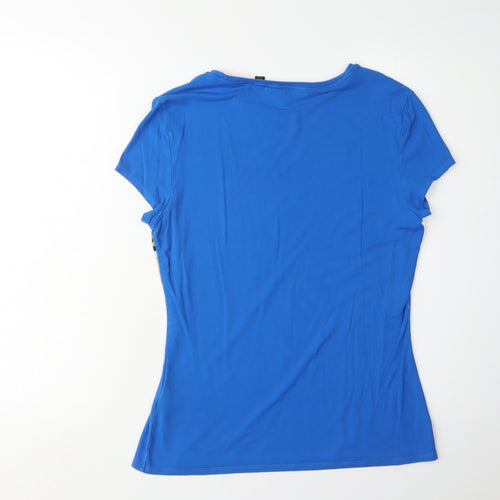 Ted Baker Women's Blue Floral T-Shirt, M, Round Neck, Spring