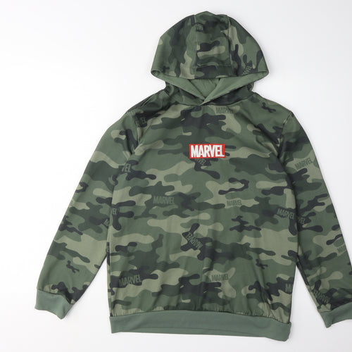 Marvel Boys Camouflage Hoodie 12 Years Pullover Green