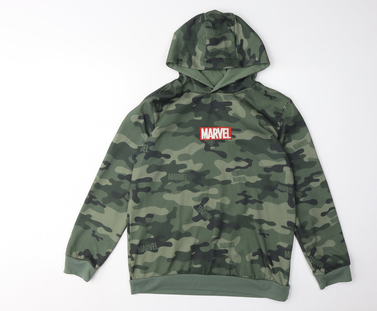 Marvel Boys Camouflage Hoodie 12 Years Pullover Green