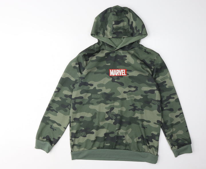 Marvel Boys Camouflage Hoodie 12 Years Pullover Green