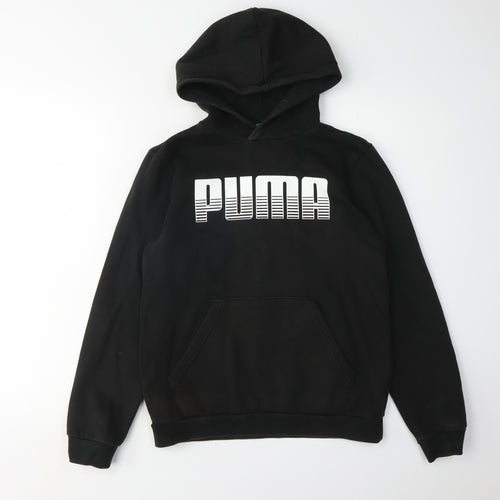 Puma Boys Black Hoodie Pullover, Size 13, Graphic Logo