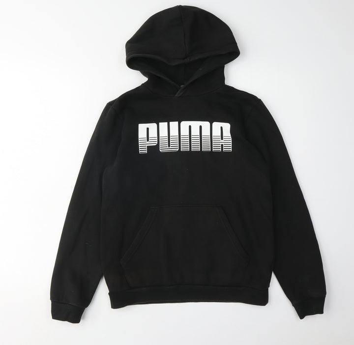 Puma Boys Black Hoodie Pullover, Size 13, Graphic Logo