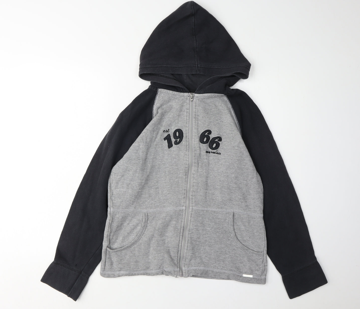 Head Unisex Hoodie Grey Black Full Zip Logo Sports