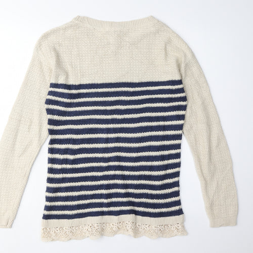FatFace Women's Beige Striped Pullover Jumper Size 8