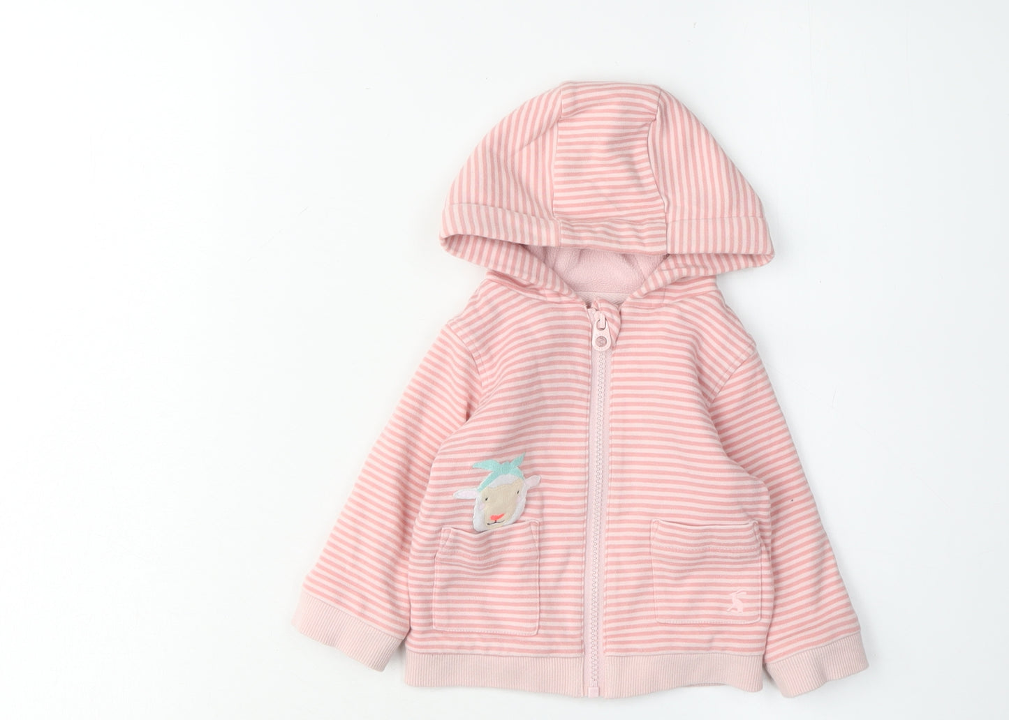 Joules Unisex Baby Pink Striped Hooded Jacket 6-9 Months