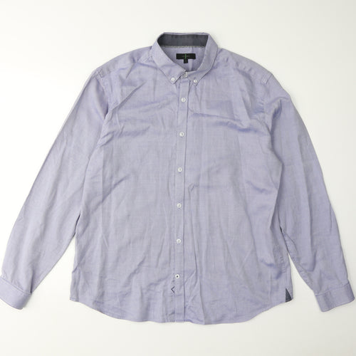 Jasper Conran Men's Blue Long Sleeve Button-Up Shirt L