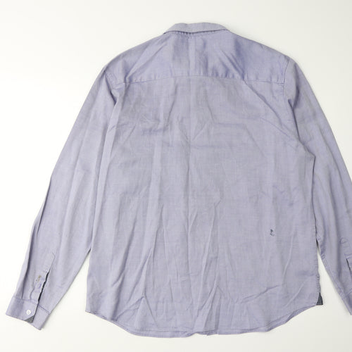 Jasper Conran Men's Blue Long Sleeve Button-Up Shirt L