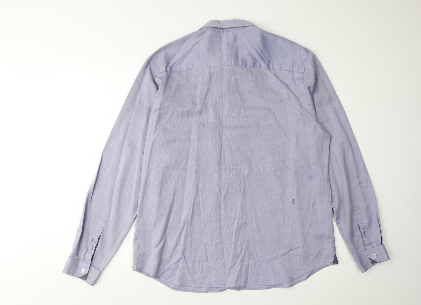 Jasper Conran Men's Blue Long Sleeve Button-Up Shirt L