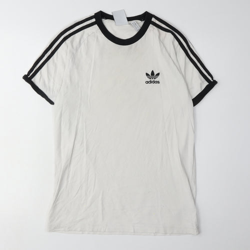 Adidas Men's White T-Shirt, Short Sleeve, Size S