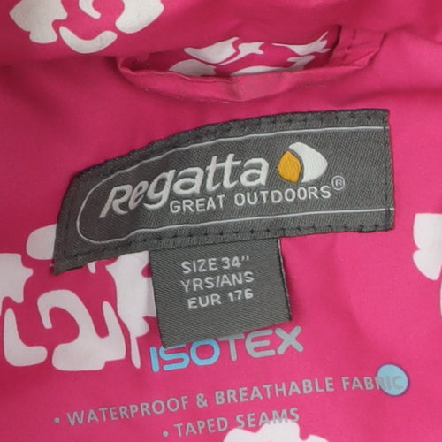 Regatta Girls' Pink Floral Rain Coat, Size 14