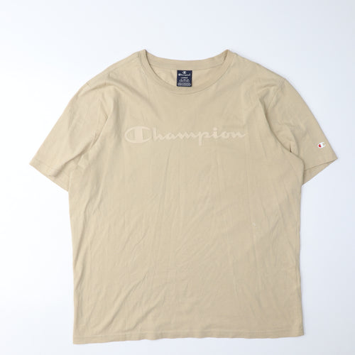 Champion Beige Men's T-Shirt Large Short Sleeve Cotton