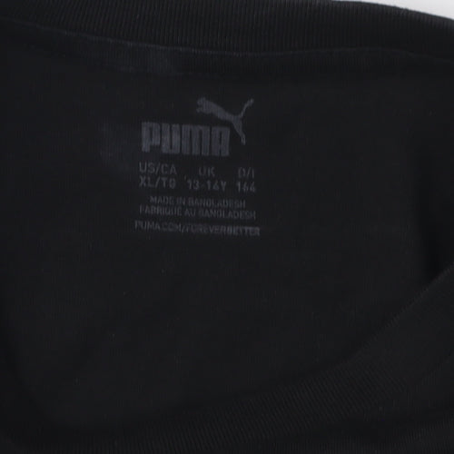 Puma Boys Black Graphic T-Shirt 13-14 Years