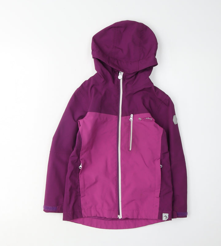 Regatta Girls Purple Hooded Jacket 5-6 Years - Waterproof Outdoor Coat