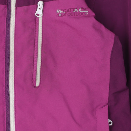 Regatta Girls Purple Hooded Jacket 5-6 Years - Waterproof Outdoor Coat