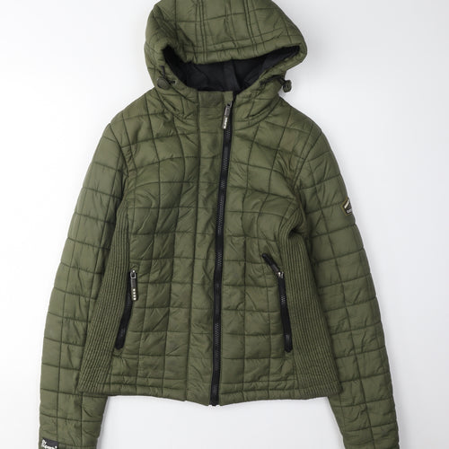 Superdry Women's Green Puffer Jacket, Size M