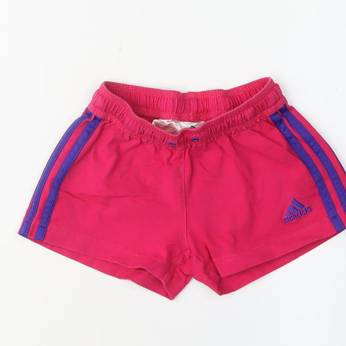 Adidas Girls Pink Shorts 5-6 Years Cotton Blend