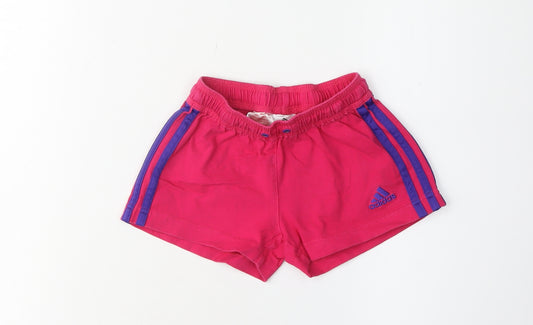 Adidas Girls Pink Shorts 5-6 Years Cotton Blend