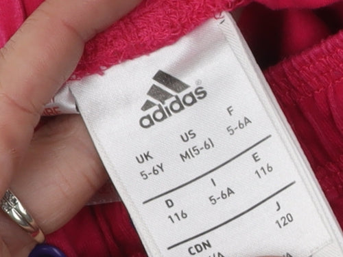 Adidas Girls Pink Shorts 5-6 Years Cotton Blend