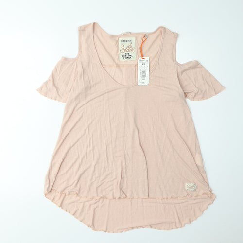 Superdry Women's Pink Cold Shoulder Top XS