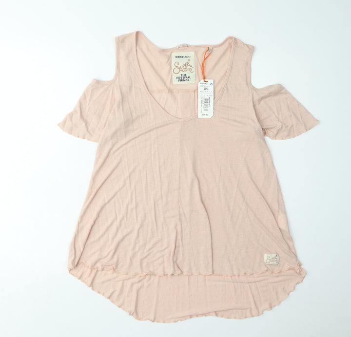 Superdry Women's Pink Cold Shoulder Top XS