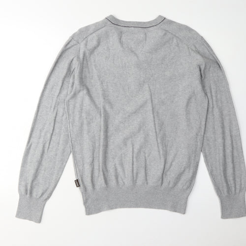 St. George by Duffer Men's Grey Henley Jumper Size S