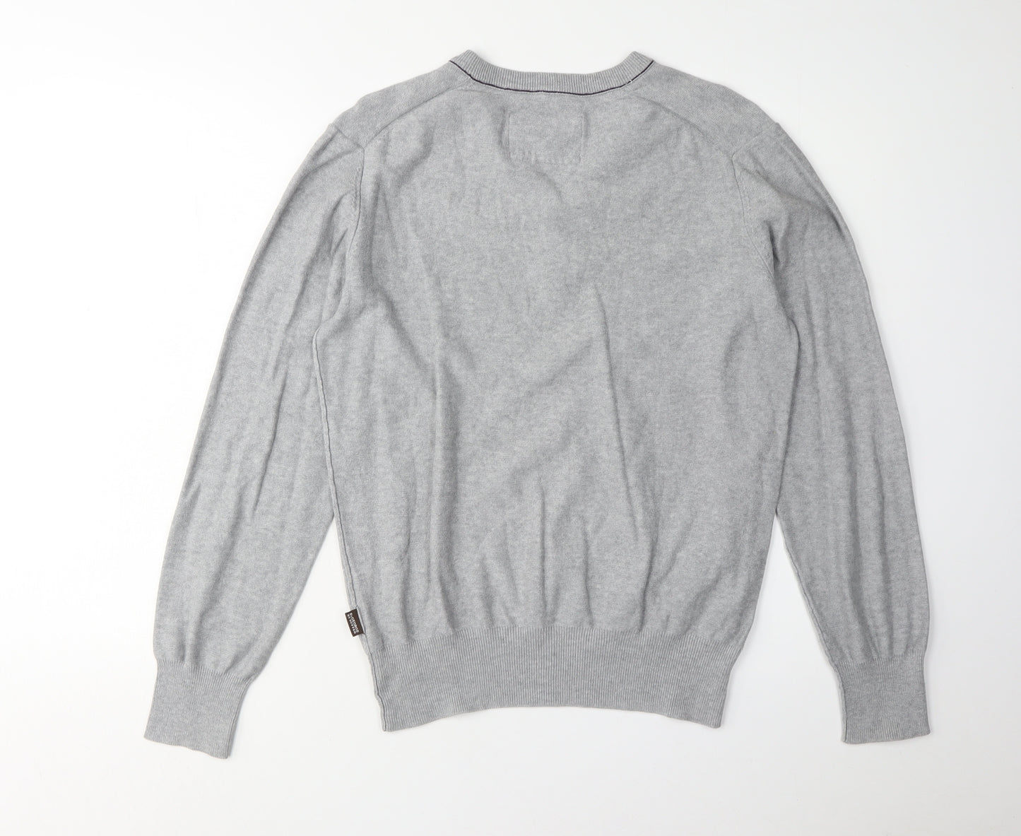 St. George by Duffer Men's Grey Henley Jumper Size S