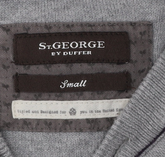 St. George by Duffer Men's Grey Henley Jumper Size S