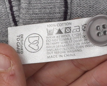 St. George by Duffer Men's Grey Henley Jumper Size S