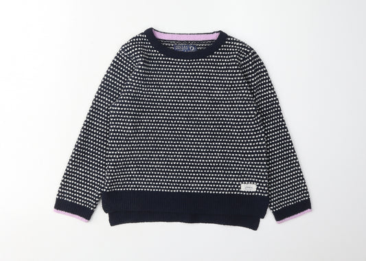 Joules Girls Blue Pullover Geometric Jumper 6 Years