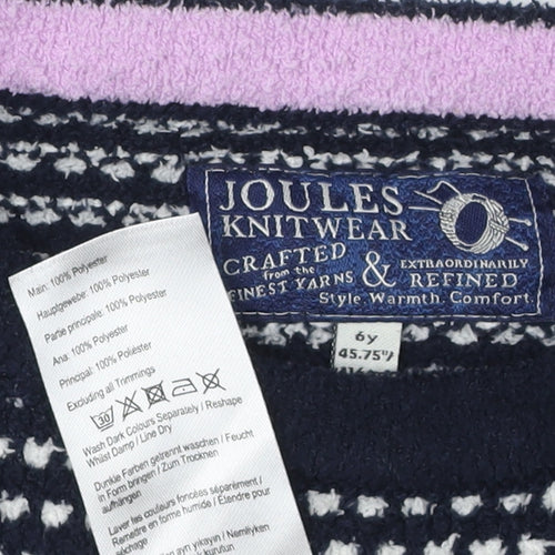 Joules Girls Blue Pullover Geometric Jumper 6 Years