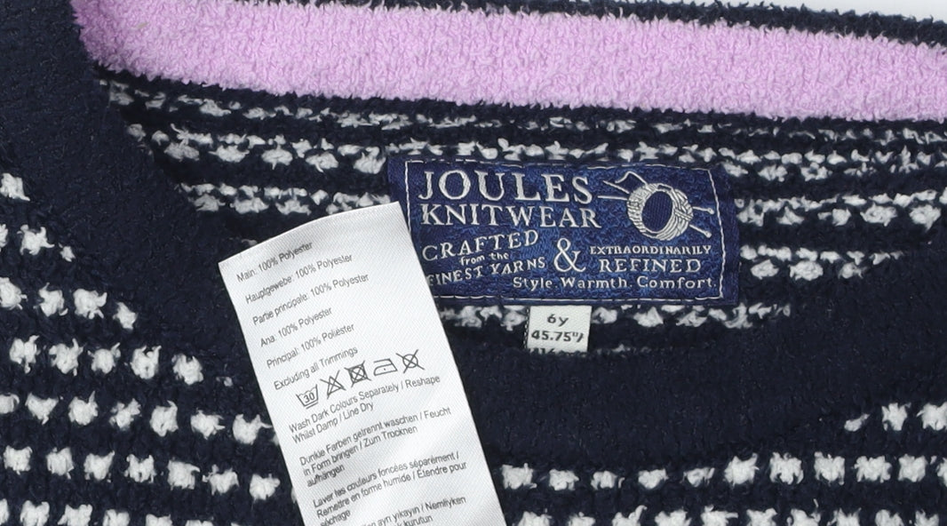 Joules Girls Blue Pullover Geometric Jumper 6 Years