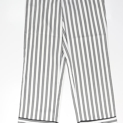 Jasper Conran Women's White Striped Cropped Trousers Size 8