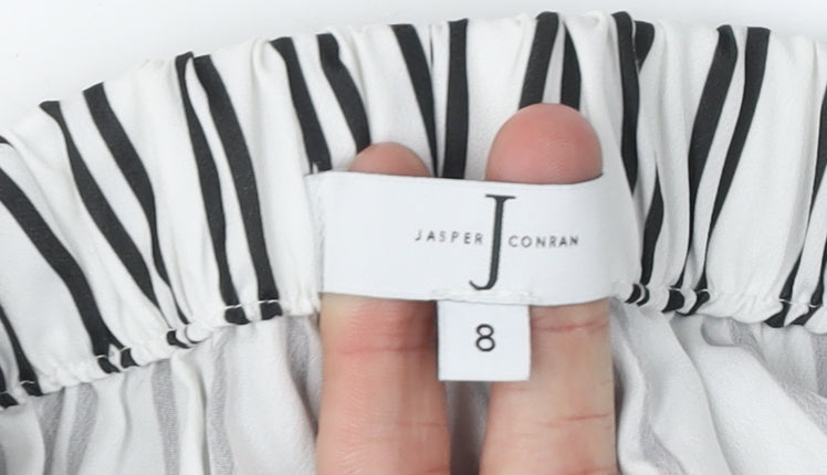 Jasper Conran Women's White Striped Cropped Trousers Size 8