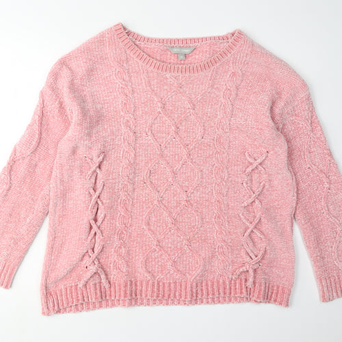 Tokyo Laundry Women's Pink Cable-Knit Pullover M