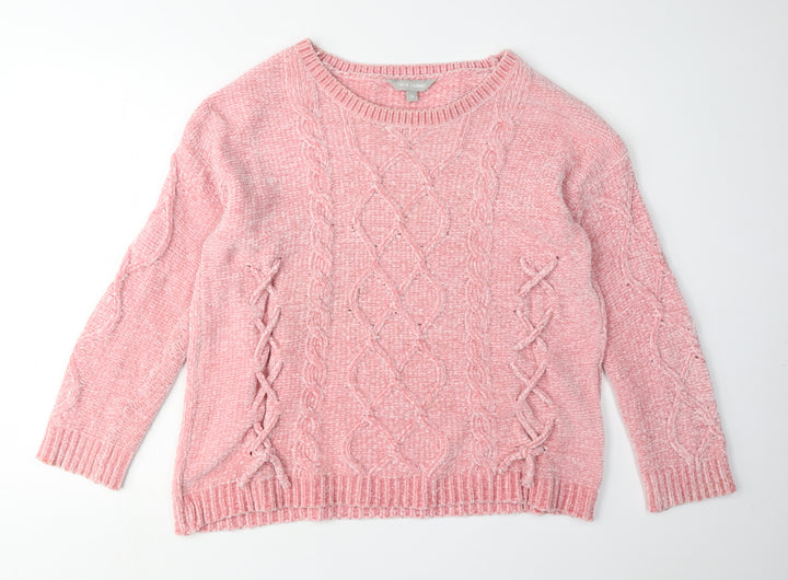 Tokyo Laundry Women's Pink Cable-Knit Pullover M