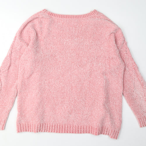 Tokyo Laundry Women's Pink Cable-Knit Pullover M