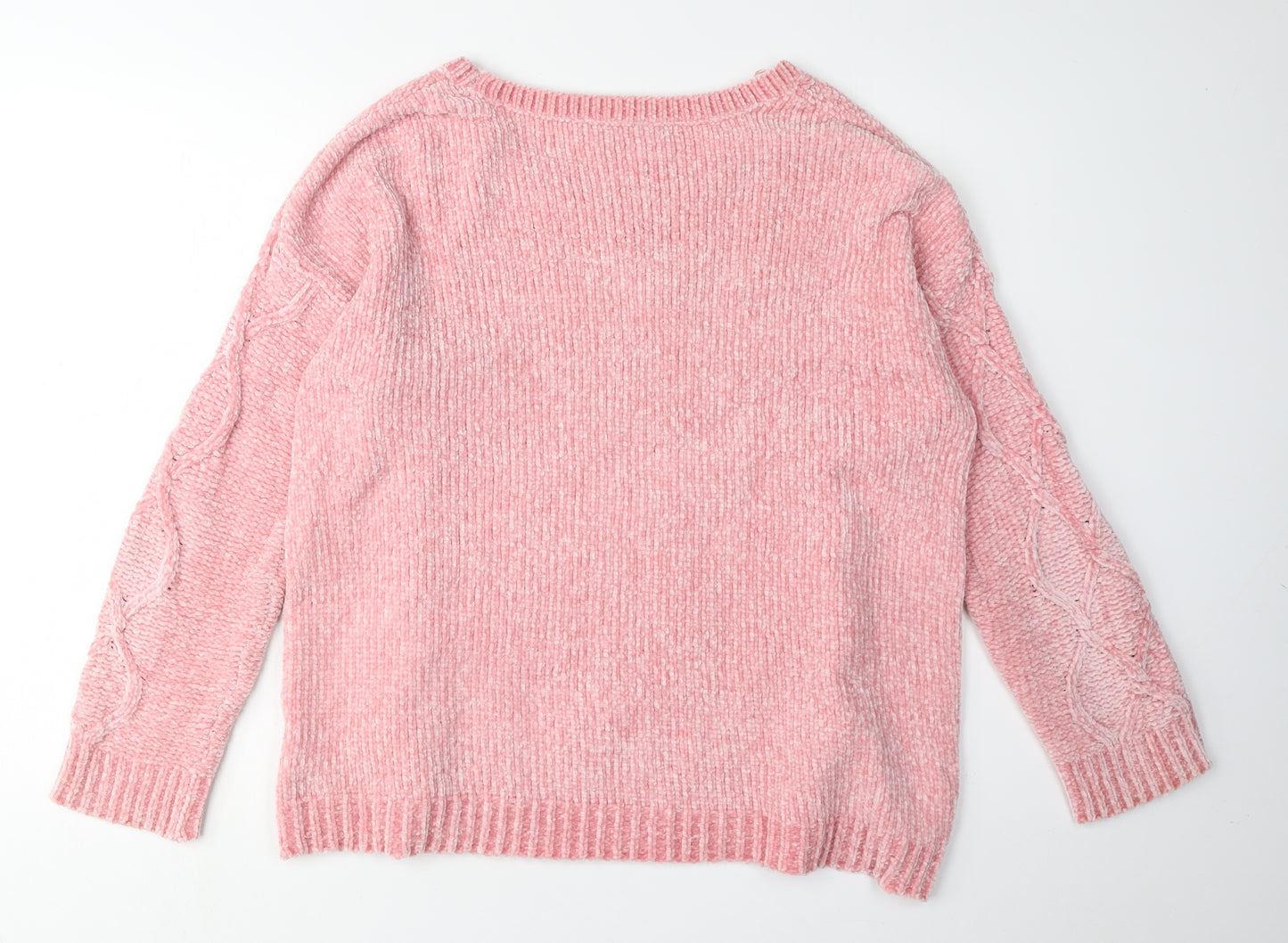 Tokyo Laundry Women's Pink Cable-Knit Pullover M