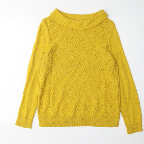 Laura Ashley Women's Yellow Cowl Neck Jumper Size 8