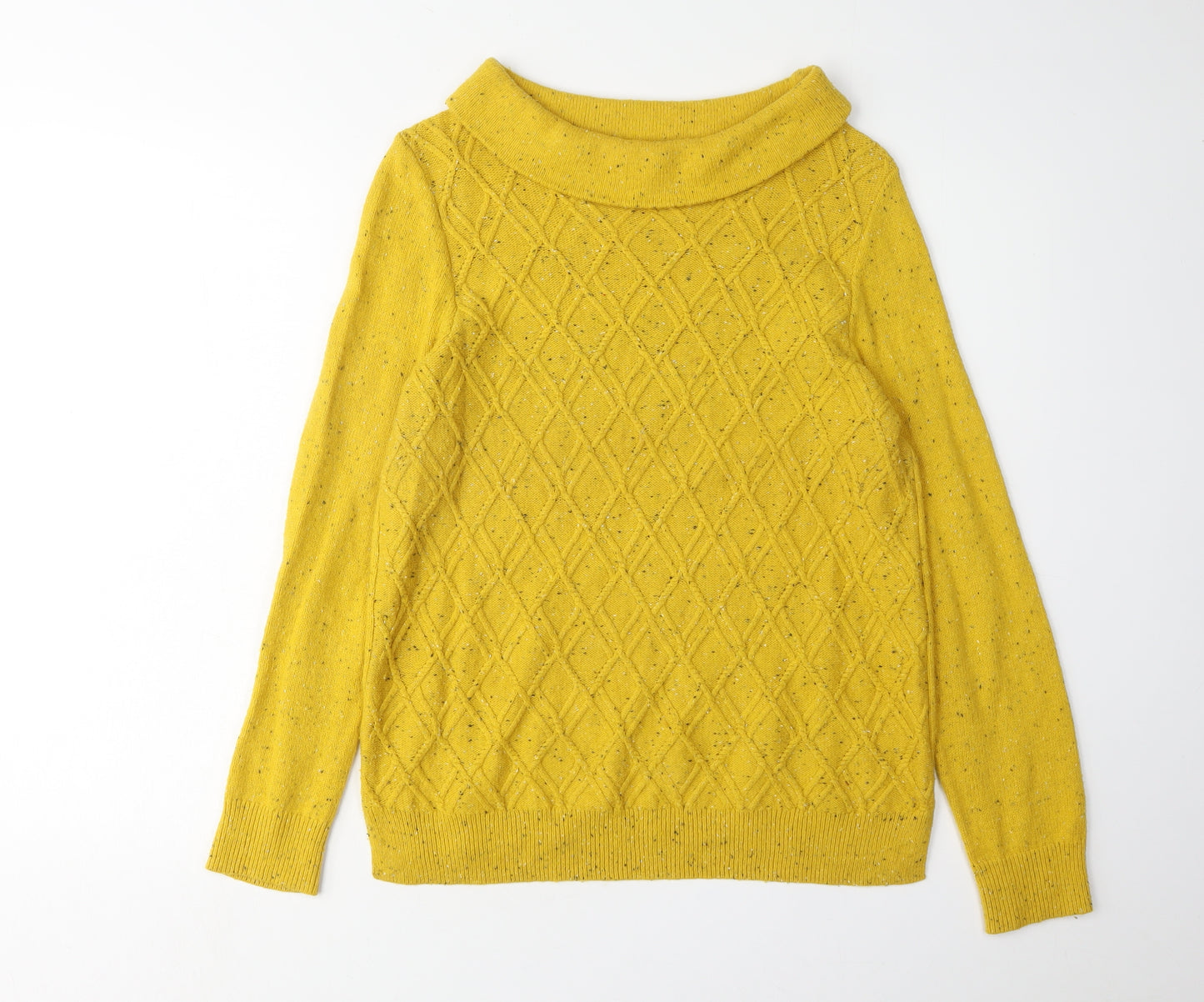 Laura Ashley Women's Yellow Cowl Neck Jumper Size 8
