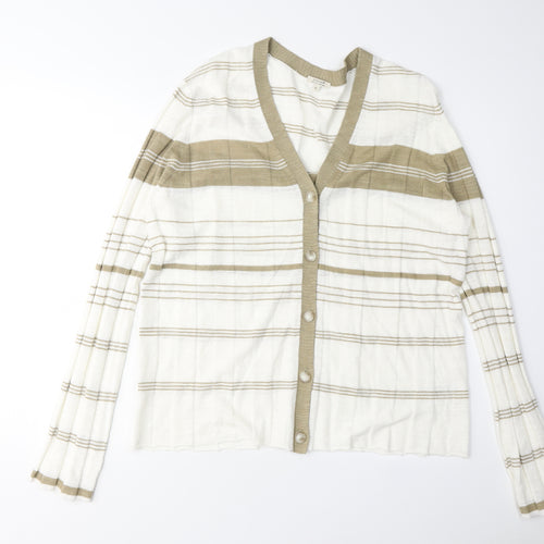 Jigsaw Women's Multicoloured Striped Linen Cardigan XL