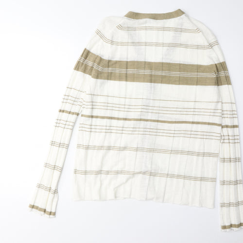 Jigsaw Women's Multicoloured Striped Linen Cardigan XL