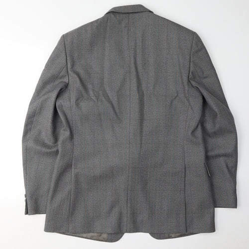 Magee Men's Grey 42R Blazer: Classic Wool Striped Elegance