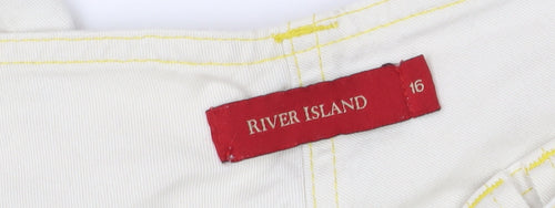 River Island Women's Ivory Ankle Zip Jeans Size 16