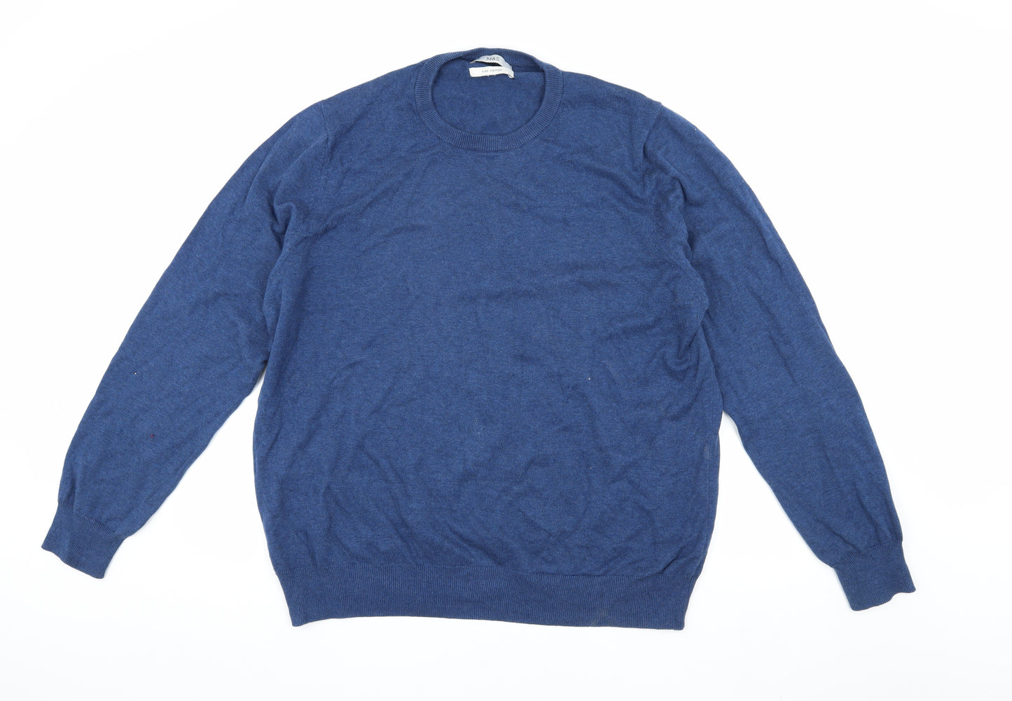 Marks and Spencer Men's Blue Wool 2XL Pullover